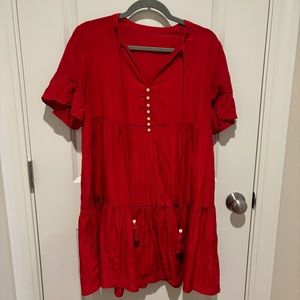 Red dress babydoll dress